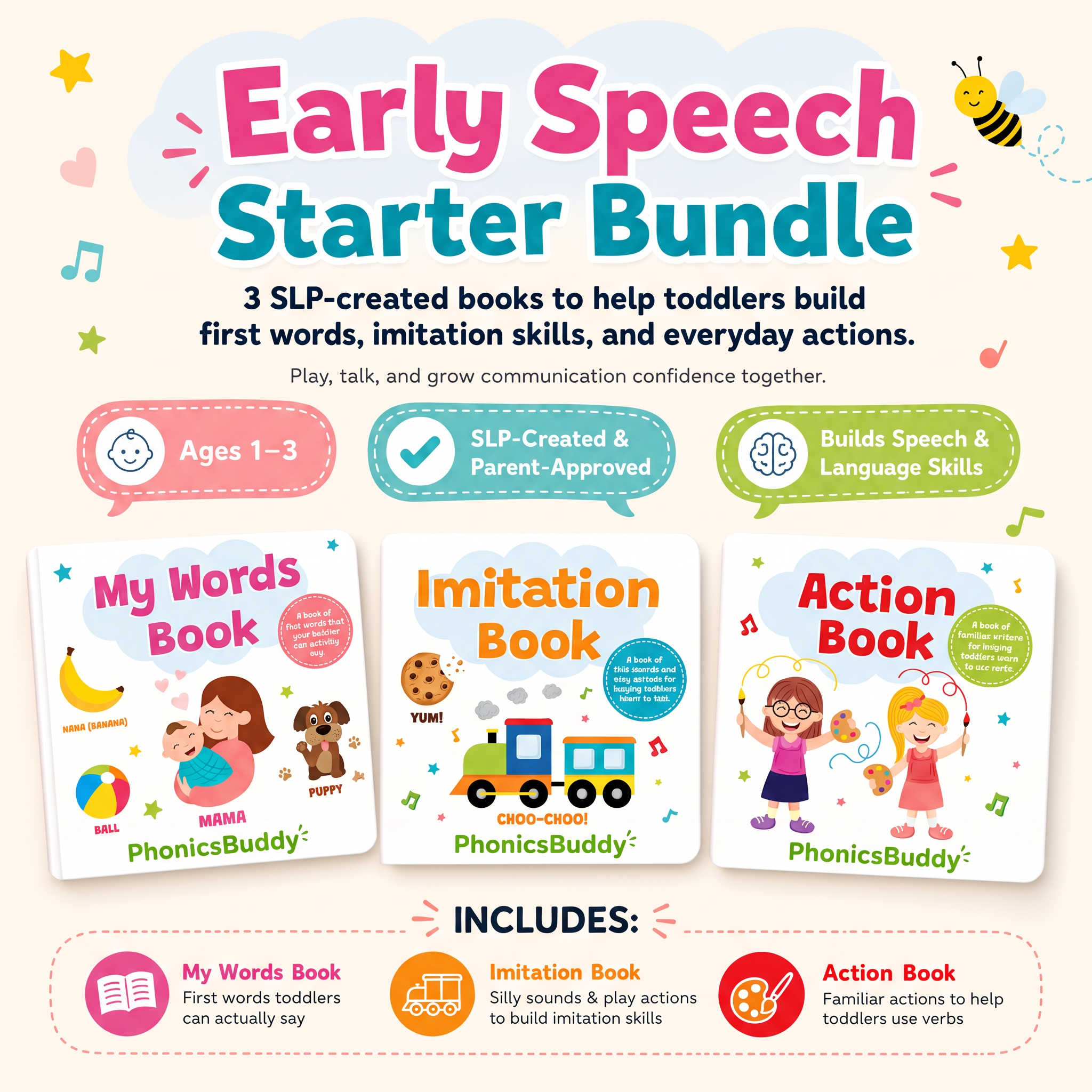 PhonicsBuddy 3-Book Early Speech Bundle